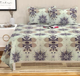 100% Cotton Double Bedsheets King Size With 2 Large Size Pillow Covers | 90 X 100 Inches, Off White | Soft & Breathable Premium Printed Design Bedsheet