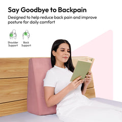 Wedge Plus Cushion For Sleeping, Memory Foam Pillow, Blush Pink | Acid Reflux Relief, High Resilience Foam | Orthopedic Wedge Cushion For Leg Elevator, Pregnancy, Breathable - Pack Of 1