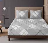 1 Bedsheet For Double Bed With 2 Pillow Covers - 90 X 100 Inches, Grey & White | Premium Cotton Material Double Bedsheet Queen Size | Skin Friendly & Long Lasting