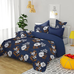 Microfiber Double Bedsheet For Queen Size With 2 Pillow Covers Soft | 86 X 88 Inches, Dark Blue - Double Bed With All Around Elastic | Soft & Smooth To The Touch