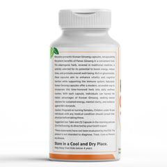 Naturates Korean Ginseng Dietary Supplement, For Energy & Promote Holistic Well - Being, Beneficial For Individuals Experiencing Physical Or Mental Tiredness | 60 Capsules 100gm 0.2lbs