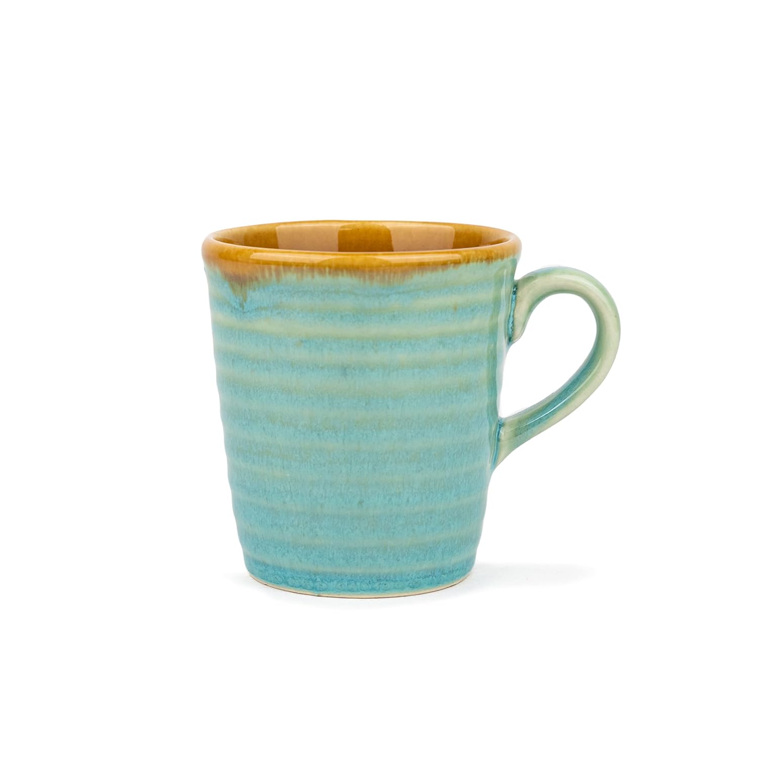 Ceramic Organic Coffee Cup Set Of 2 - 290ml Each, Turquoise Blue | Medium Cup With Glossy Finish - Stoneware Coffee Cup Set - Ceramic Everyday Cup | Microwave Safe & Dishwasher Safe Ceramic Organic Coffee Cup Set Of 2 - 290ml Each, Turquoise Blue | Medium Cup With Glossy Finish - Stoneware Coffee Cup Set - Ceramic Everyday Cup | Microwave Safe & Dishwasher Safe