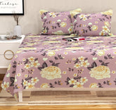 100% Cotton Double Bedsheets King Size With 2 Large Size Pillow Covers | 90 X 100 Inches, Mistyrose | Soft & Breathable Premium Printed Design Bedsheet