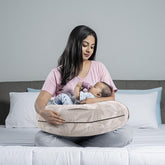 Feeding Pillow For New Born Baby, 5 In 1 Multipurpose Use, Nursing Pillow, Light Brown | Belt & Hoop For Breastfeeding With Cotton Removable Cover | Stay-Put Support For Every Position