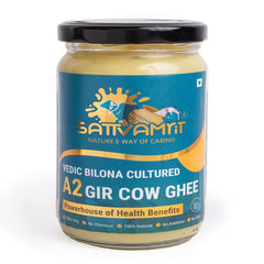 100% Natural A2 Gir Cow Desi Ghee By Sattvamrit | Vedic Bilona Cultured Healthy Desi Ghee Perfect For Weight Loss | (250ml) 8.4 Ounce | Jar Pack