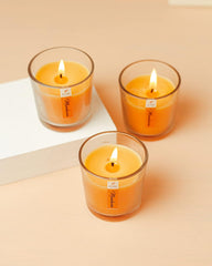 MANDARIN FRAGRANCE VOTIVE GLASS CANDLES SET OF 3 | BURNING TIME 12 HOURS