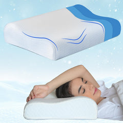 Cooling Gel Contour Memory Foam Pillow, Cervical Pillow For Pain Relief, White | Orthopedic Ergonomic Support For Side, Back & Stomach Sleepers | Neck Support - Pack Of 1