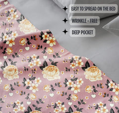 100% Cotton Double Bedsheets King Size With 2 Large Size Pillow Covers | 90 X 100 Inches, Mistyrose | Soft & Breathable Premium Printed Design Bedsheet