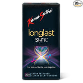 Kamasutra Longlast Sync Condom For Men | Multi Textured Dotted Ribbed Contoured | Combo Pack Of 20