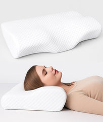 Memory Foam Pillow For Sleeping, Orthopedic Pillow, White | For Neck Pain & Shoulder Pain Relief, Cervical Pillow Neck Support Pillow For Side, Stomach Sleepers, Adjustable Pillow - 1 Pcs