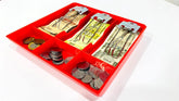 Abs Plastic Cash Drawer 3 Bills 3 Coins Abs Cashier Storage Box For Super Markets, Metal Clip, 9.6 X 9.6 X 1.4 Inch, Colour - Red