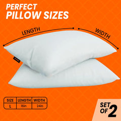 Microfiber Premium Pack Cloud Pillow - 16 X 24 Inch Size, Vacuum Pack | White Pillow, Washable, Bed Pillow, For Adjustable Pillow - Pack Of 2