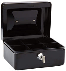 Latest Heavy Metal Locking Large Cash Box For Home Office Shop Money Cash, Colour - Black, Special Feature - Portable