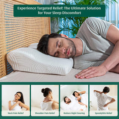 Orthopedic Memory Foam Pillow, For Pain Relief, Bed Pillow For Sleeping, White, King Size - 23.5 L X 15 W X 4.3 H Inch | Neck & Back Support For All Sleeping Positions