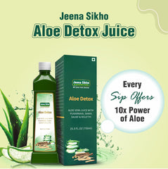 Jeena Sikho Aloe Detox Juice Naturally Beneficial For Body Detox Natural Aloe Vera, Punarnava, Sanay, Saunf & Mulethi | Suitable For Skin & Hair Health, 750ml 1.6lbs