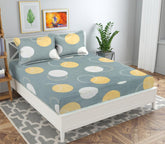 100% Cotton Bedsheet For Double Bed With Two King Size Pillow Covers | 90 X 90 Inches, Grey & Beige | Premium Super Soft Super Cotton Bedsheet
