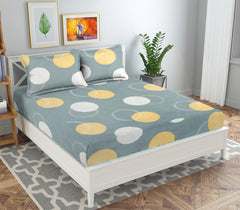 100% Cotton Bedsheet For Double Bed With Two King Size Pillow Covers | 90 X 90 Inches, Grey & Beige | Premium Super Soft Super Cotton Bedsheet