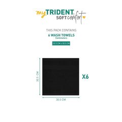 Trident Soft Comfort Air Rich 100% Cotton Towel 500 Gsm | Highly Absorbent Towels For Men/Women, 6 Pcs Face Towel Set (Black)