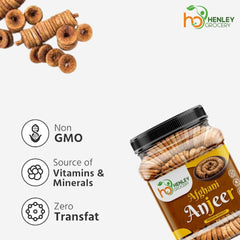 Natural Dried Afghani Anjeer By Henley Grocery 250gm, I Healthy Dry Fruit Dried Figs Afghani Anjeer Jar Pack | Guilt-free Nutrient Rich Healthy Snack | 8.8 Ounce