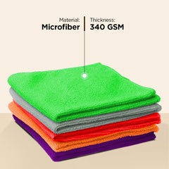 Ivaza Microfiber Cleaning Towels 600 Gsm | Kitchen Wipes, Microfiber Cloth For Car, Bike Cleaning Cloth (Multicolor) - Set Of 8