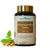 Neuherbs Ashwagandha Tablets 500mg For Men & Women Rich In Antioxidant, Boost Energy, Reduce Stress, Better Absorption & Support Sleep Cycle, Promote Overall Health | 60 Tablets 100gm 0.2lbs