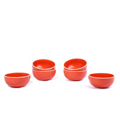 Ceramic Veg Bowls Set Of 6 For Dinner - 180ml Each, Red | Katori Set With Glossy Finish - Ceramic Bowls Set Of 6 | Dessert Bowl Set | Ice Cream Bowls - Microwave Safe & Dishwasher Safe