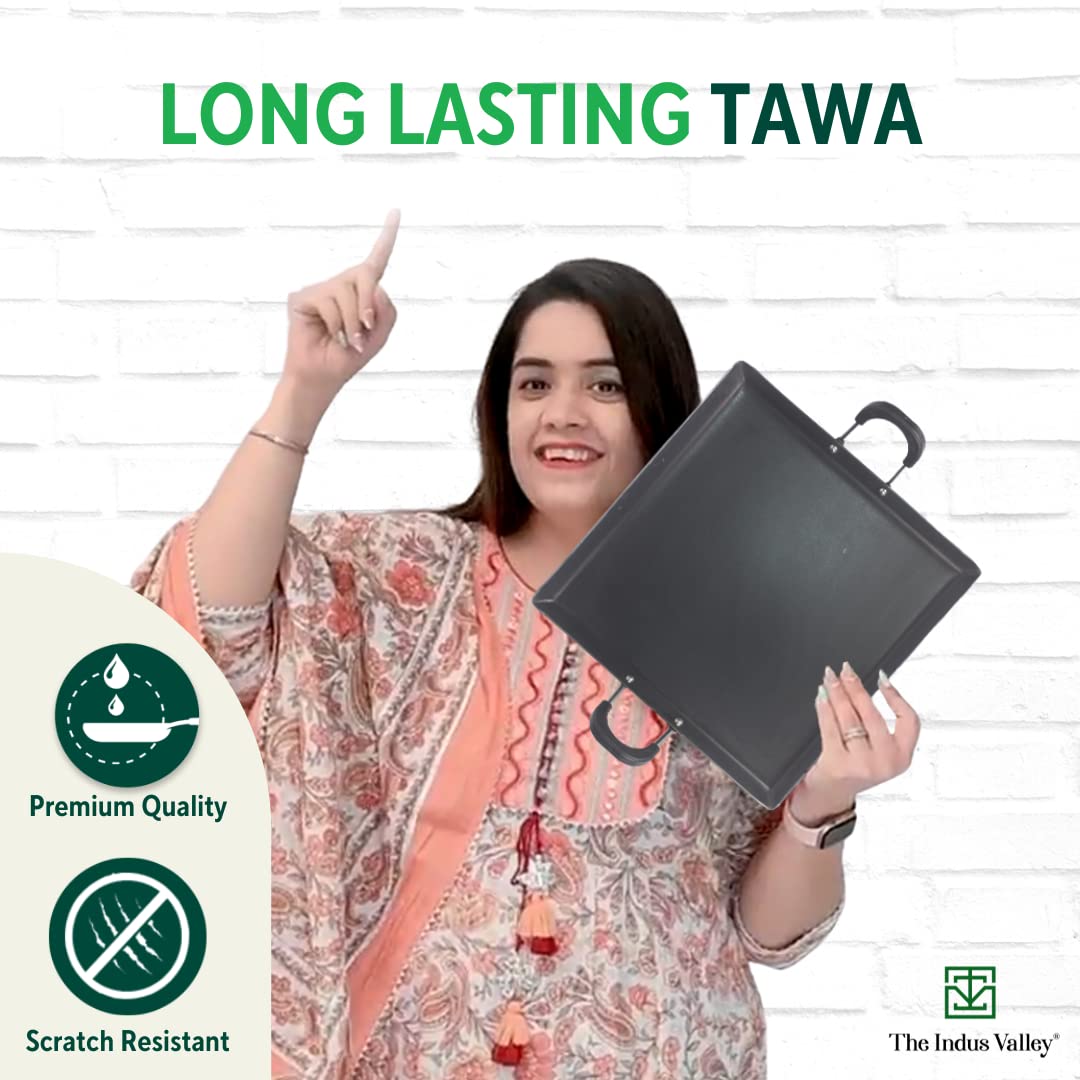Pre-Seasoned Black Square Iron Tawa For Dosa, Chapathi With Bakelite Handle - 29.5 Cm, 11.6 Inch, 1.9 Kg | Induction Friendly, Pre-Seasoned Tawa, 100% Pure & Toxin-Free, No Chemical Coating Pre-Seasoned Black Square Iron Tawa For Dosa, Chapathi With Bakelite Handle - 29.5 Cm, 11.6 Inch, 1.9 Kg | Induction Friendly, Pre-Seasoned Tawa, 100% Pure & Toxin-Free, No Chemical Coating