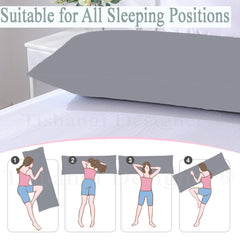 Microfiber Body Pillow, Maternity Pillows, Side Sleeper, Grey - 18 X 54 Inches | Resting Pillows With Grey Natural Cotton Removable Cover For Hug, Eco Friendly, Hypoallergenic - Pack Of 1