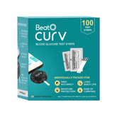 BeatO Curv Blood Glucose Test Strips | Glucometer Test Strips For Sugar Machine - 100 Test Strips Only