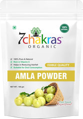 7 Chakras Organic Amla Powder, Amla Powder For Hair Nourishment, Repair Damage Hair & Skin Care, Amla Powder For Eating, 100% Pure & Organic Gooseberry | 100gm 0.2lbs