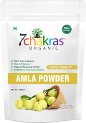 7 Chakras Organic Amla Powder, Amla Powder For Hair Nourishment, Repair Damage Hair & Skin Care, Amla Powder For Eating, 100% Pure & Organic Gooseberry | 100gm 0.2lbs