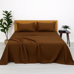 King Size Bedsheet With 2 Pillow Covers - 108 X 108 Inches, Chocolate | Wrinkle & Fade Resistant Bedding | Perfect For Homes, Hotels, Villas, Resorts & Guest Houses