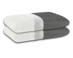 Cooling Gel Memory Foam Pillow, Cervical Pillow, White & Grey, King Size - 24 X16 X 4 Inch | For Relieving Neck & Shoulder Pain With Free Pillow Cover | Stomach Sleepers - Set Of 2