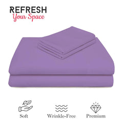 Solid Plain Single Size Bedsheet Set With 1 Pillow Covers | Size - 60 X 90 Inches, Purple | Ideal For All Seasons Due To Its Breathable Nature