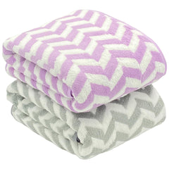 Patpug Coral Microfiber Ultrasoft Comfortable Highly Absorbent Quick Drying Large Bath Towel 700 Gsm (Grey & Purple)- Pack Of 2