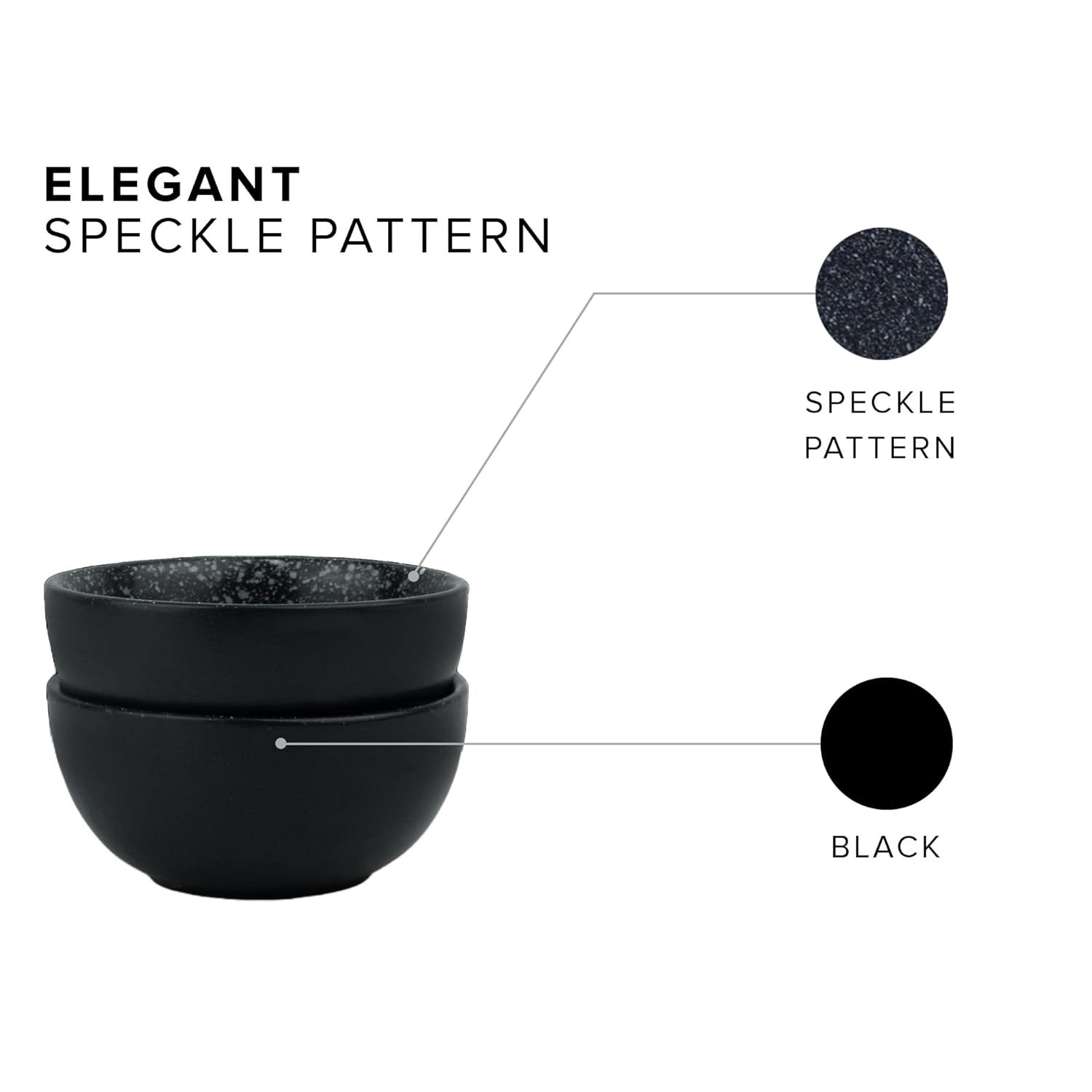 Ceramic Veg Bowls Set Of 6 For Dinner - 180ml Each, Black Speckle | Katori Set With Matte Finish - Porcelain Ceramic Bowls Set | Dessert Bowl Set Ceramic Veg Bowls Set Of 6 For Dinner - 180ml Each, Black Speckle | Katori Set With Matte Finish - Porcelain Ceramic Bowls Set | Dessert Bowl Set