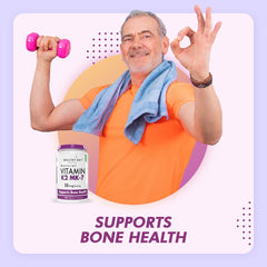 Healthy Hey Nutrition Vitamin K2 , 100% Vegetarian Vitamin K2 Benefits In Bone Health - 55mcg | 120 Veg Capsules , 200gm 0.4lbs