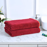 Black Gold The Finer Touch Premium Microfiber Bath Towels 800 Gsm | Lightweight Ultra-Soft Fade Resistant (Maroon) - 2 Pcs