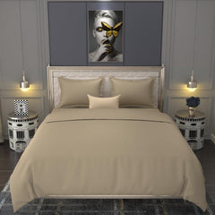 100% Cotton Bedsheet For Double Bed With 2 Pillow Covers - 90 X 100 Inches, Beige | Premium Fabric Is Lightweight, Soft & Comfortable Bedsheet