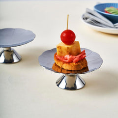 Chrome Stainless Steel Serving Platter - Poppy Series | Multipurpose Serving Tray For Sweets, Cookies, Dry Fruits & Other Snacks - Serve Ware, Dinnerware & Tableware