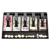 Cash Tray Plastic 9 Compartment, Colour - Black, Lock Type - Biometric, Special Feature - Waterproof