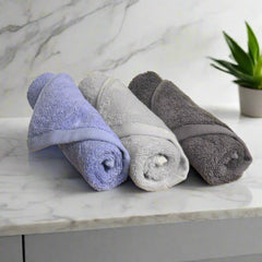 Heelium Bamboo Face Towel 600 Gsm | Ultra Absorbent & Odour-Free 3x Softer Than Cotton Towels | Pack Of 3 -Light Grey, Grey & Iris