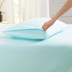 Premium Plain Single Bedsheet With 1 Pillow Cover - Size 60 X 90 Inches, Aqua | 300 Thread Count Microfiber For Single Bed