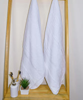 Rangoli Soft Absorbent Durable Towels Earthly Egyption Cotton Plush Oversized Large Size Bath Towel 1200 Gsm (White)- Pack Of 2