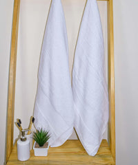 Rangoli Soft Absorbent Durable Towels Earthly Egyption Cotton Plush Oversized Large Size Bath Towel 1200 Gsm (White)- Pack Of 2