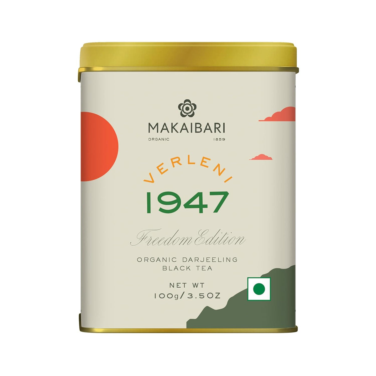 Makaibari Verleni 1947 Freedom Edition Black Tea - 100gm, 3.5 Ounce | Organic Darjeeling Black Tea - High Caffeine Loose Leaf Tea