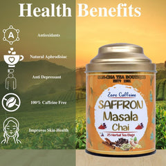 San-Cha Saffron Masala Chai - 25 Biodegradable Herbal Tea Bags | Kesar Chai Without Caffeine - Real Kashmir Saffron Blend | Promotes Better Digestion & Supports Immunity
