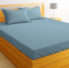Plain Bedsheet For Double Bed King Size With 2 Pillow Covers | 90 X 100 Inches, Aqua - Ideal For Home, Hotels, Guest House | Summer Breathable & Wrinkle Free