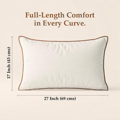Soft Microfiber Pillows With Premium Mocha Brown Piping, Bed Pillow - 17x27 Inch | Comfortable & Supportive Sleeping Pillows Set, Versatile Use, Any Bedroom Décor - Set Of 2
