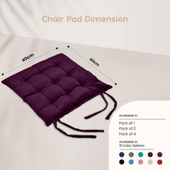 Square Chair Pads Cushion, For Comfortable Sitting, Purple Color - 40 X 40 Cm | Seat Cushions With Ties For Sitting, Pooja, Dining & Office Table | Furniture Cushion, Washable - Pack Of 1